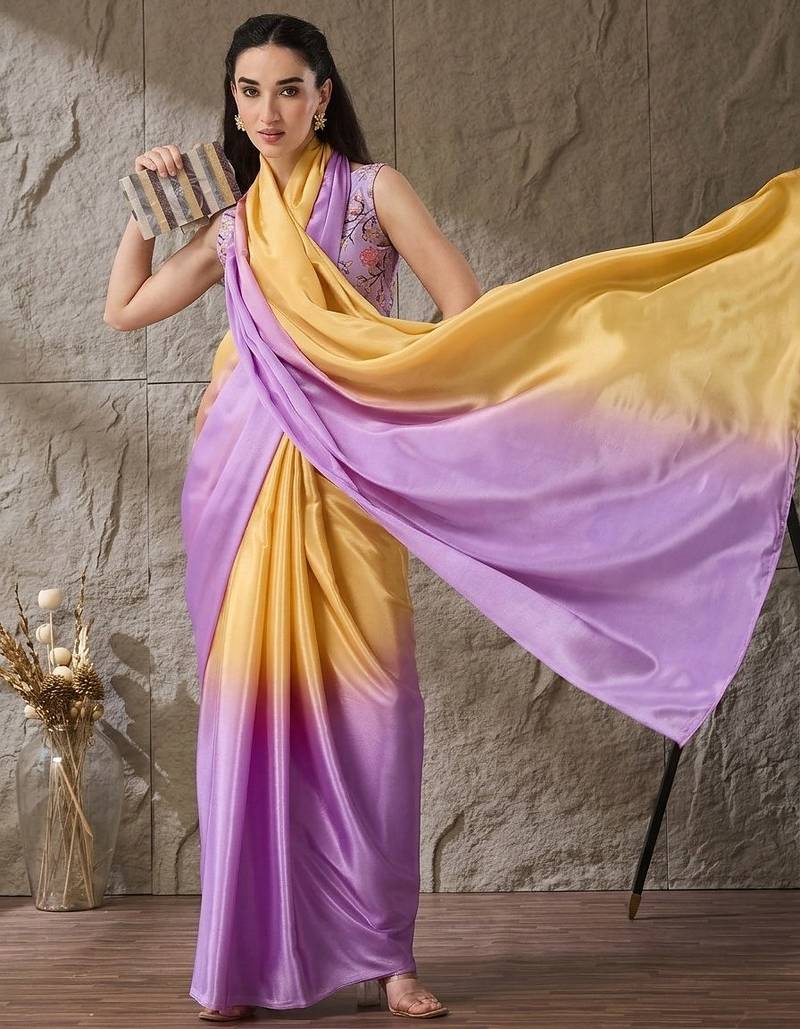 lavender color smart and stylish ready to wear bollywood style saree