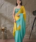 turquoise color smart and stylish ready to wear bollywood style saree