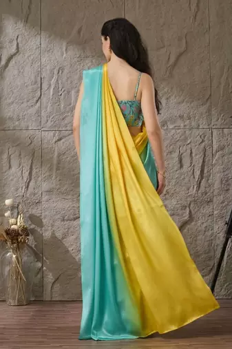 Turquoise color smart and stylish ready to wear bollywood style saree
