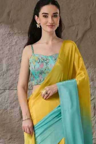 Turquoise color smart and stylish ready to wear bollywood style saree