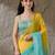 turquoise color smart and stylish ready to wear bollywood style saree