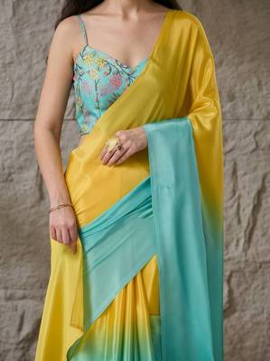 turquoise color smart and stylish ready to wear bollywood style saree 4