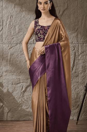 purple color smart and stylish ready to wear bollywood style saree
