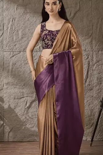 Purple color smart and stylish ready to wear bollywood style saree