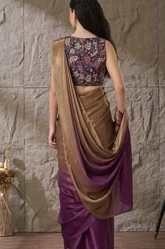 Purple color smart and stylish ready to wear bollywood style saree