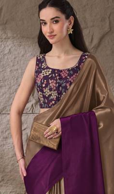 purple color smart and stylish ready to wear bollywood style saree 3