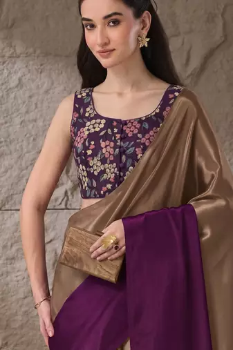 Purple color smart and stylish ready to wear bollywood style saree