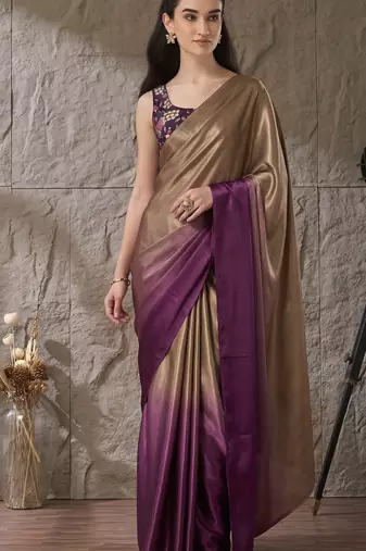 Purple color smart and stylish ready to wear bollywood style saree