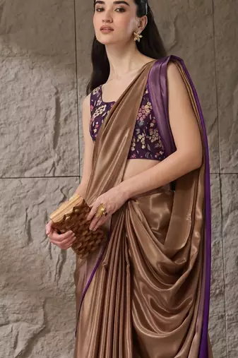 Purple color smart and stylish ready to wear bollywood style saree