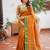 yellow color smart soft silk blend woven designer ethnic partywear saree
