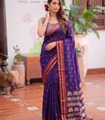 Purple color smart soft silk woven designer ethnic partywear saree