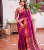 Pink color smart soft silk woven designer ethnic partywear saree