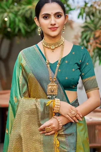 Parrot green color smart soft silk woven designer graceful traditonal fancy saree