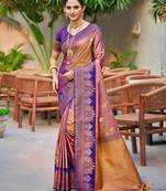 Rose gold color smart soft silk woven designer graceful traditonal fancy saree