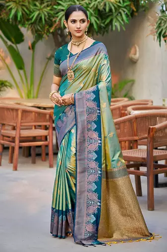 Sea green color smart soft silk woven designer graceful traditonal fancy saree