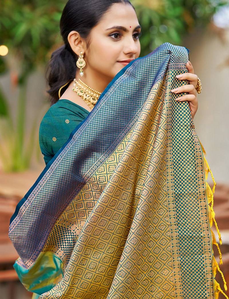 Sea green color smart soft silk woven designer graceful traditonal fancy saree