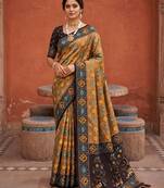 Coffee color patola silk woven meenakari jacquard designer saree for rich traditional saree