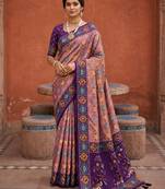 Purple color patola silk woven meenakari jacquard designer saree for rich traditional saree