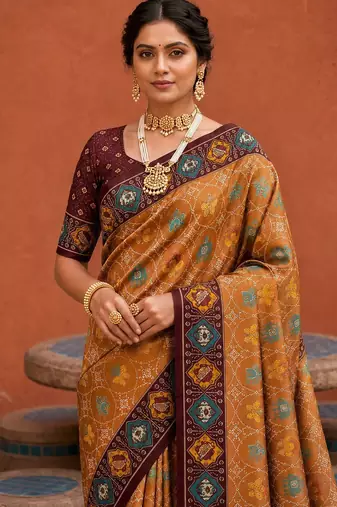 Maroon color patola silk woven meenakari jacquard designer saree for rich traditional saree