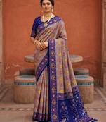 Violet color patola silk woven meenakari jacquard designer saree for rich traditional saree