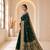 Green color banarasi silk fabric woven jacquard designer partywear saree