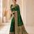 Green color banarasi silk fabric woven jacquard designer partywear saree