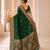 Green color banarasi silk fabric woven jacquard designer partywear saree