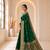 Green color banarasi silk fabric woven jacquard designer partywear saree