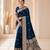 Blue color banarasi silk fabric woven jacquard designer partywear saree