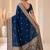 Blue color banarasi silk fabric woven jacquard designer partywear saree