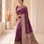 Onion color banarasi silk fabric woven jacquard designer partywear saree