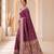Onion color banarasi silk fabric woven jacquard designer partywear saree
