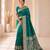Rama color banarasi silk fabric woven jacquard designer partywear saree
