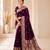 Wine color banarasi silk fabric woven jacquard designer partywear saree