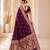 Wine color banarasi silk fabric woven jacquard designer partywear saree
