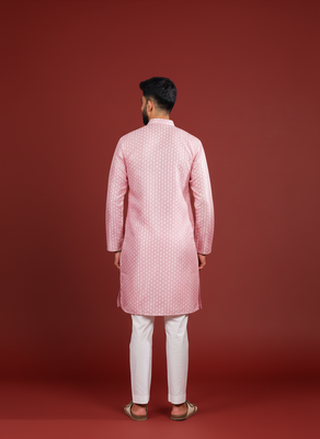 Pink color beautiful kurta payjama for handsome men's looks 2