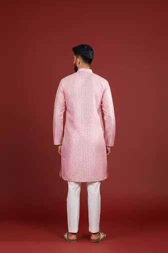 Pink color beautiful kurta payjama for handsome men's looks