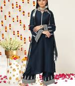 Ethnic Motifs Zari Embroidered Regular Kurta With Trousers & With Dupatta