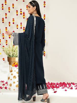 Ethnic Motifs Zari Embroidered Regular Kurta With Trousers & With Dupatta 6