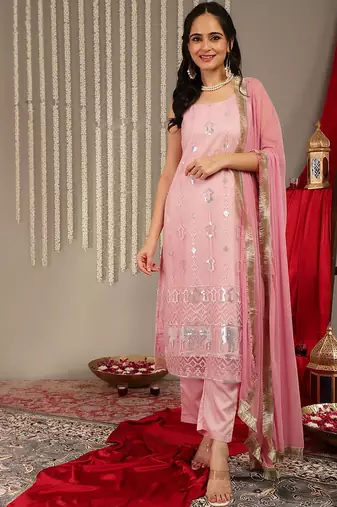 Ethnic Motifs Embellished Regular Kurta with Trousers & With Dupatta