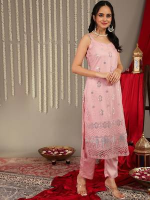 Ethnic Motifs Embellished Regular Kurta with Trousers & With Dupatta 4