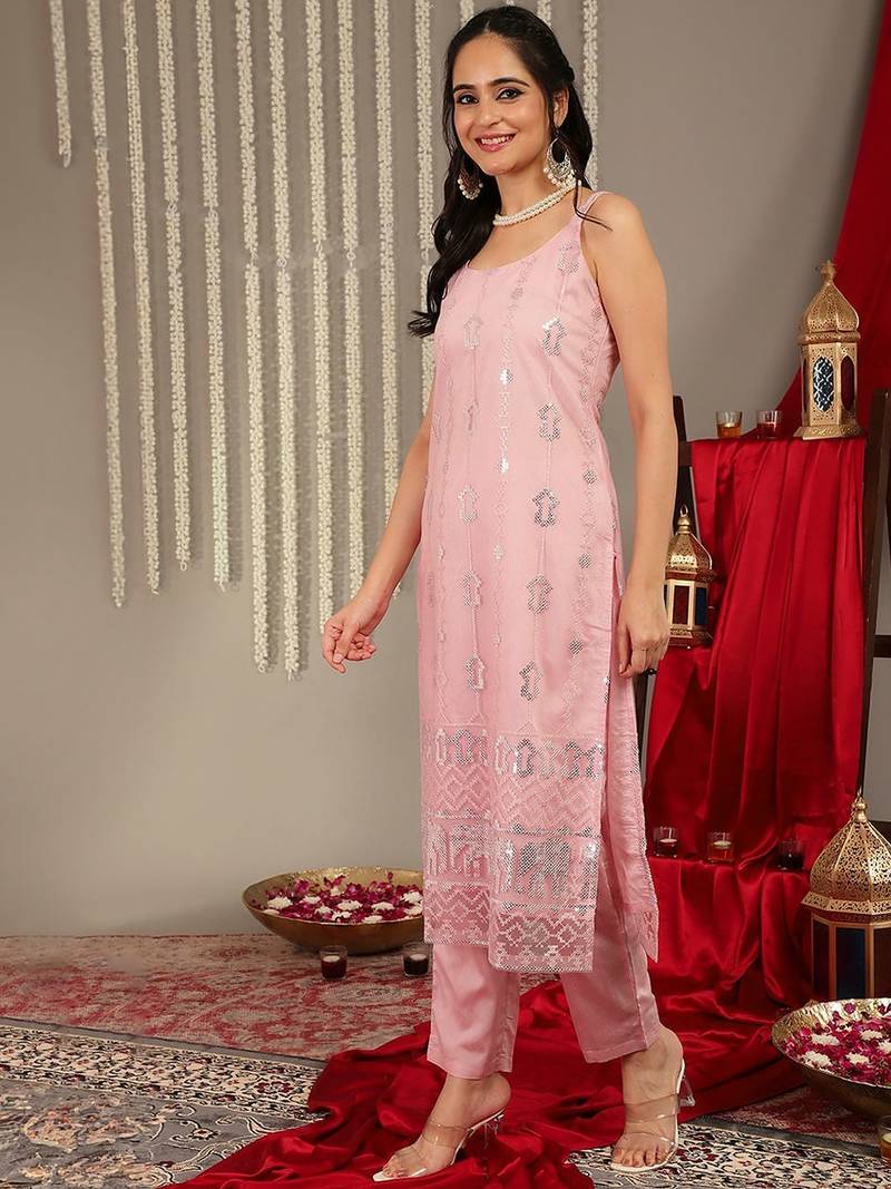 Ethnic Motifs Embellished Regular Kurta with Trousers & With Dupatta