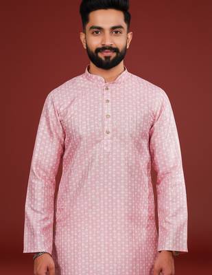 Pink color beautiful kurta payjama for handsome men's looks 3