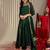 Woven Design Shoulder Straps Zari Detail Anarkali Kurta & Trousers With Dupatta