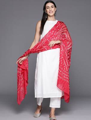 Boat Neck Sleeveless Straight Pure Cotton Kurta Set With Dupatta 1