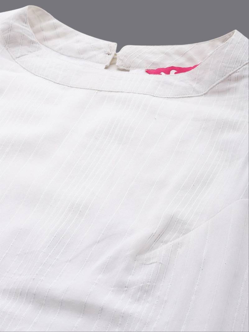 Boat Neck Sleeveless Straight Pure Cotton Kurta Set With Dupatta