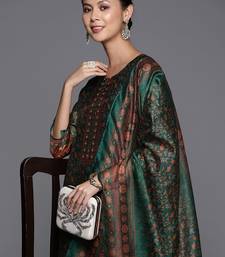 Ethnic Motifs Printed Sequinned Chanderi Cotton Kurta with Trousers & Dupatta