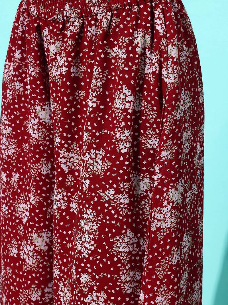 Floral Printed Empire Silk Georgette Kurta with Palazzos & With Dupatta