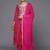 Women Fuchsia Bandhani Printed Regular Gotta Patti Kurta with Trousers & With Dupatta