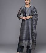 Women Printed Regular Sequinned Chanderi Silk Kurta with Trousers & With Dupatta